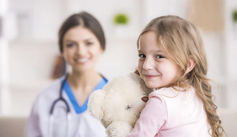 Pediatric rare disease patient speaking to a doctor